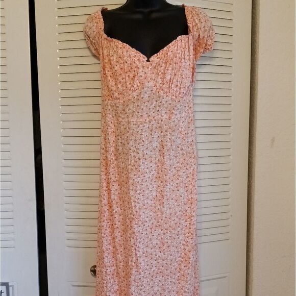 Coral Floral Sweet Spring Dress - Plus Size XXL - Picture 1 of 9